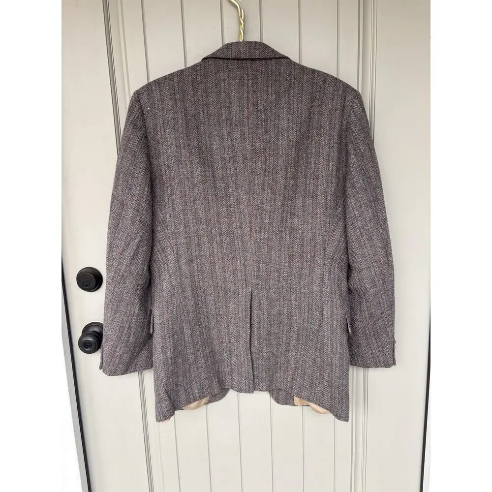 Vtg Farah Designer Herringbone Tweed Blazer Suit Coat Jacket 100% Wool 42R